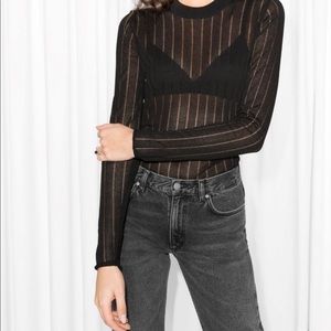 & Other Stories Black Sheer Cotton Top